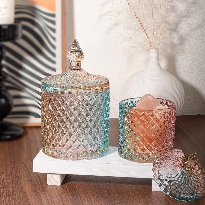 2 Pack Qtip Holder Glass Bathroom Accessories Vanity Organizers and Makeup - Image 4