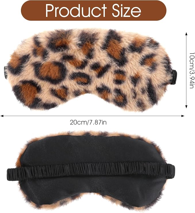 2 Pcs Plush Leopard Eye Mask Soft Sleeping Blindfold Eye Cover Comfortable - Image 2