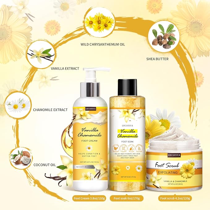 LUCOTIYA Foot Soak Set Pedicure Kit, Vanilla chamomile Foot Soak Salts - Image 7