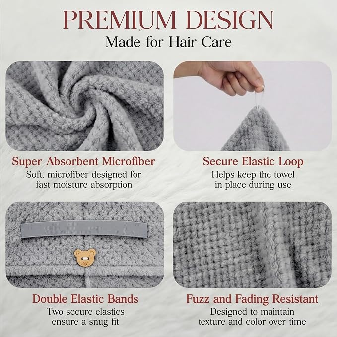 2 Pack Microfiber Hair Towel Wrap - Image 3