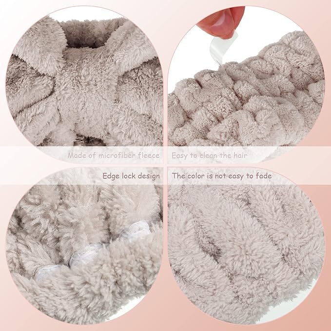 3 Pieces Wash Face Headband Makeup Spa Headband Towel Terry Hair Bands - Image 3