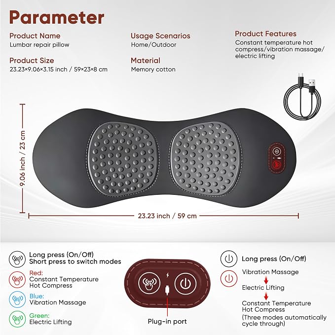 3 in 1 Upadate Rechargeable Electric Lumbar Support Pillow - Image 7