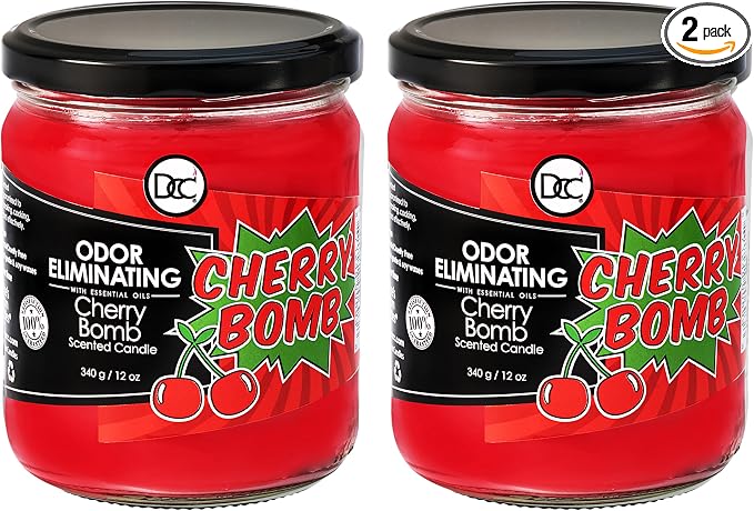 Cherry Bomb Two Pack Odor Eliminating Highly Fragranced Candle by DiannesCustomCandles