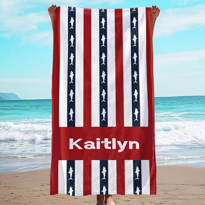 JML Custom Beach Towel with Name, Personalized Microfiber Beach Towel with Name by JML
