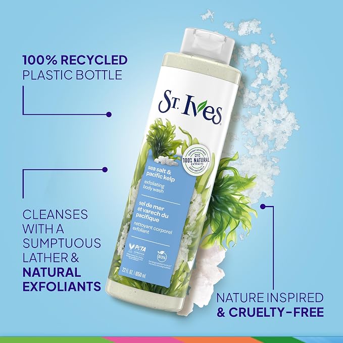 St. Ives Sea Salt & Pacific Kelp Exfoliating Body Wash 22 Fl Oz - Image 3