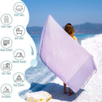 RRay Silver Turkish Beach Towel – 100% Turkish Cotton 40"x71" Quick Dry - Image 4