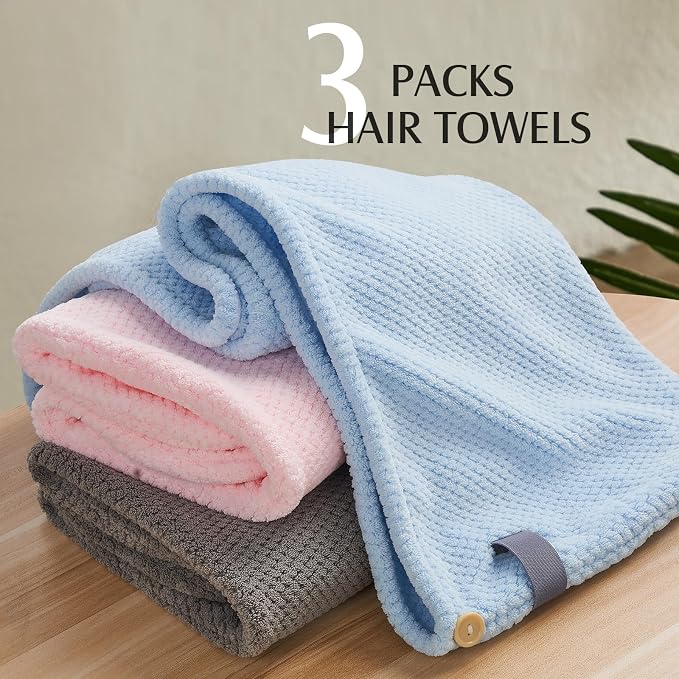YFONG 3 Pack Large Microfiber Hair Towel Wrap, Thick Hair, Super Absorbent Hair - Image 8