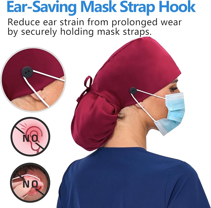 Satin Lined Scrub Cap, Adjustable Surgical Cap - Image 3