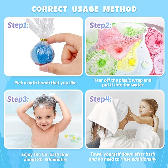 48pcs Bath Bombs for Kids with Toy Inside, Organic Colorful Bubble Bath for - Image 7