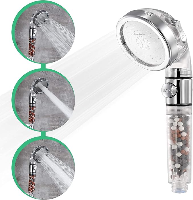 Original StoneStream Filtered Shower Head, Eco Power High Pressure Water by StoneStream