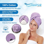 KEEPOZ Hair Towel Wrap Quick Dry 100% Cotton Super Absorbent Turban Head Wrap - Image 5