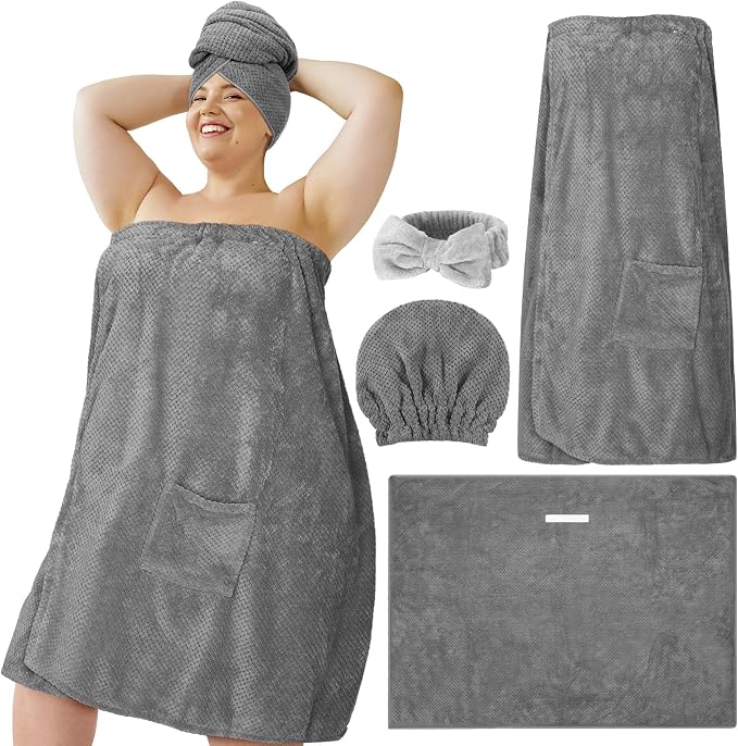 Tigeen Plus Size Towel Wrap for Women Spa Robe Set by Tigeen