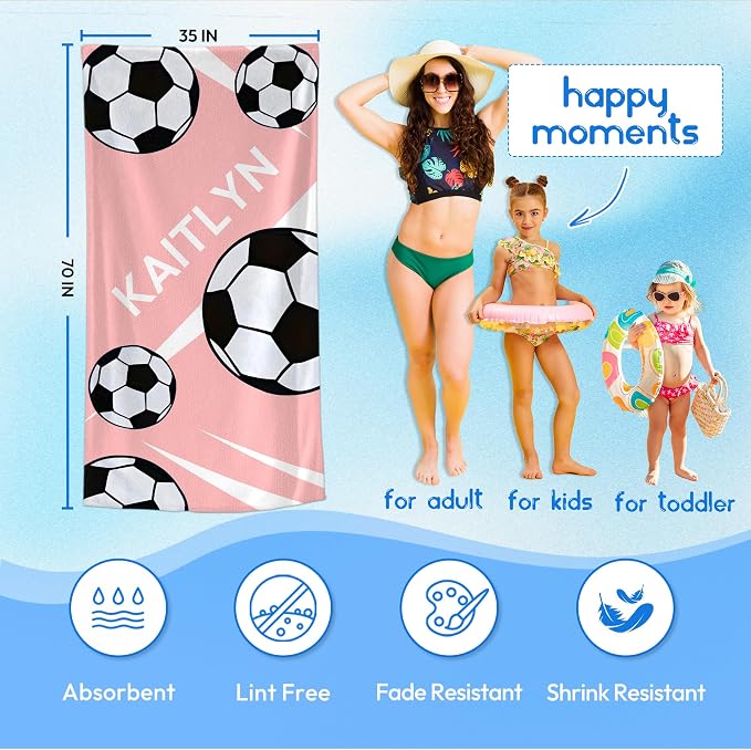 Personalized Beach Towel With Name, Custom Beach Towel with Text, Customized - Image 3