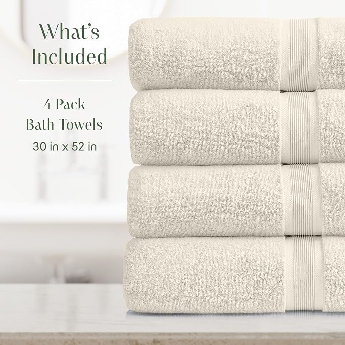 Springtree Home Luxury Viscose from Bamboo Bath Towel Set of 4 | 35% Viscose - Image 2