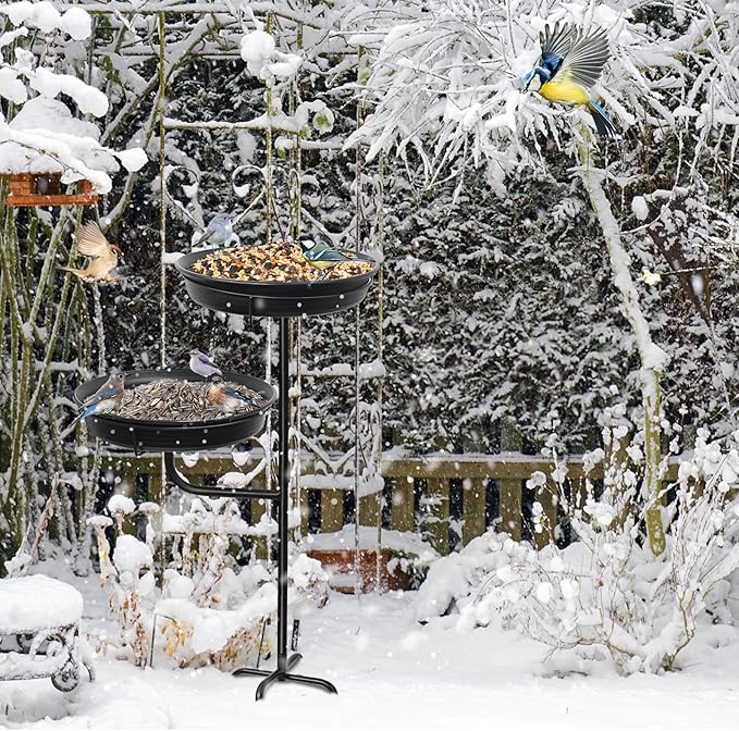 Freestanding Birdbaths Bowl Outdoor, Standing Garden Bird Bath Bird Feeder & - Image 5