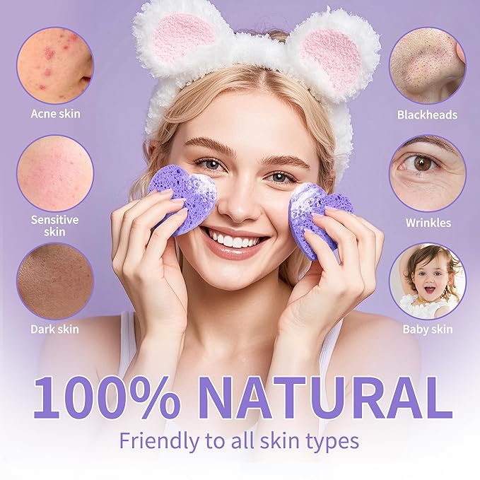 100-Count Compressed Facial Sponges, Heart Shape Face Sponge - Image 4
