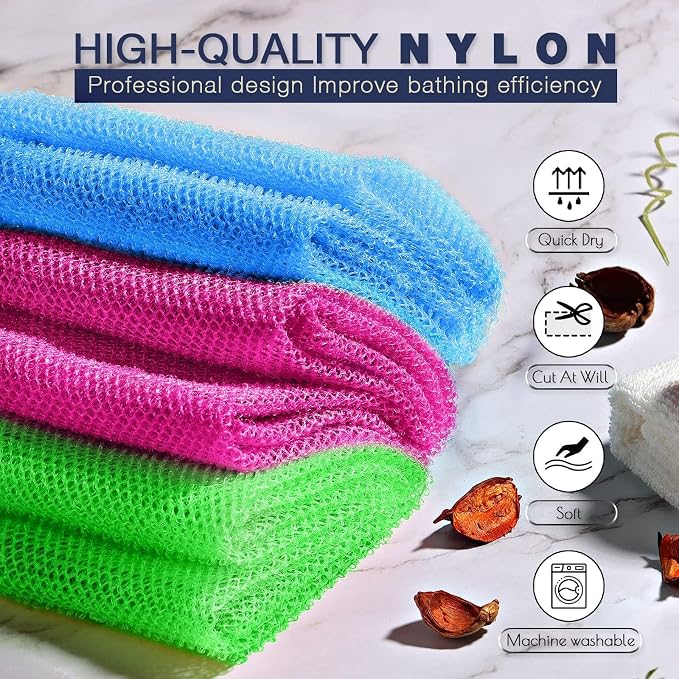 UJFQBH 3 Pieces African Bath Sponge African Net Long Net Bath Sponge - Image 6