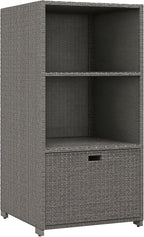 Outsunny Valet Pool Towel Rack, Waterproof PE Plastic Rattan Wicker Storage by Outsunny