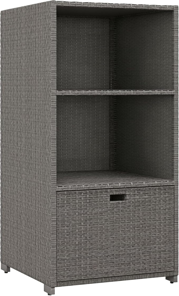 Outsunny Valet Pool Towel Rack, Waterproof PE Plastic Rattan Wicker Storage by Outsunny