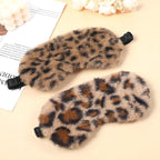 2 Pcs Plush Leopard Eye Mask Soft Sleeping Blindfold Eye Cover Comfortable - Image 3