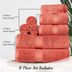 SUPERIOR Egyptian Cotton Pile 8 Piece Towel Set, Includes 2 Bath, 2 Hand - Image 7