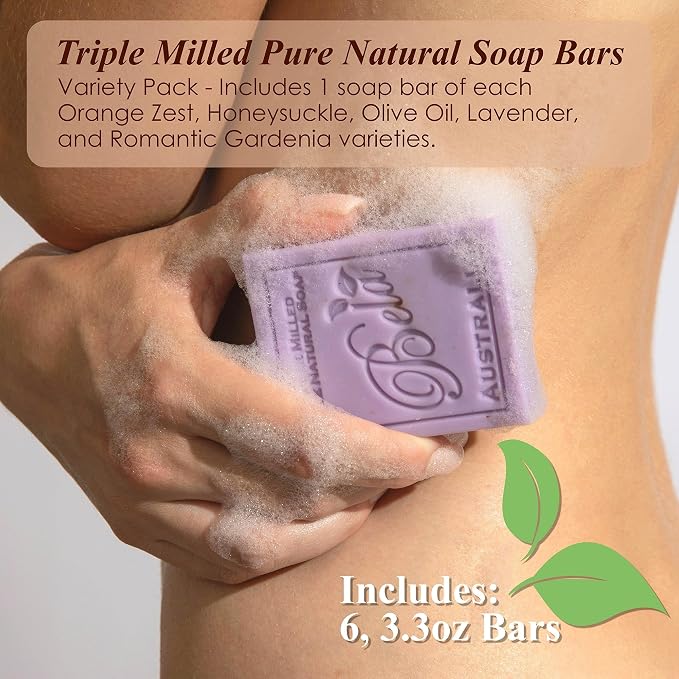 BELA Soap Variety Pack 3.3 OZ, Long Lasting, French Triple Milled Bar Soap - Image 2