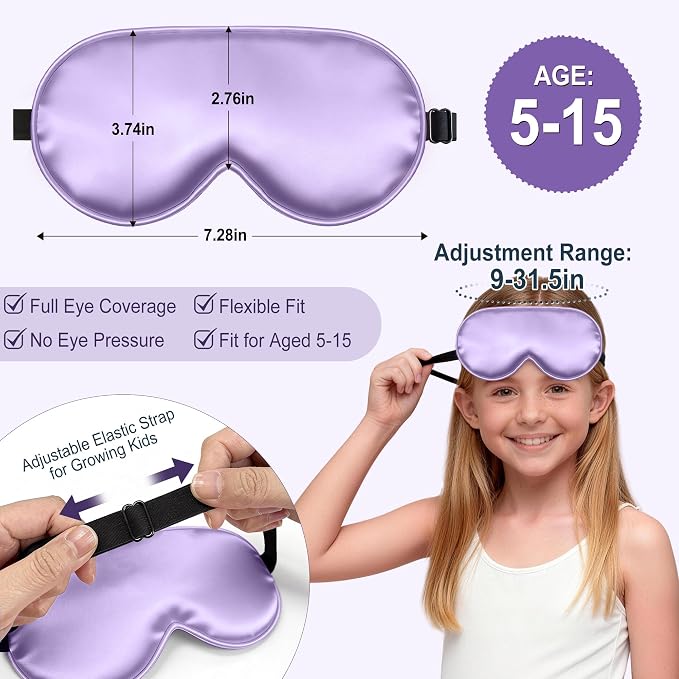 Kids Sleep Mask, Kids Eye Mask for Boys Girls, Kid Silk Eye Masks - Image 3