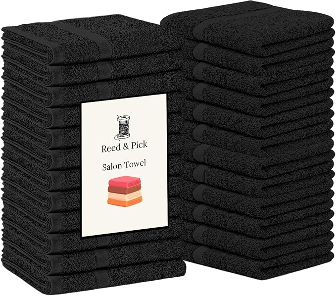 Reed&Pick 24 Pack Black Hand Towels 100% Cotton Spa Towels 16x26 inches Highly by Unknown