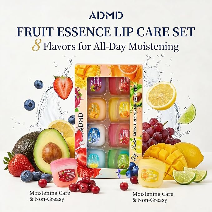 8 Packs Fruit Flavor Mini Lip Balm Set, 8 Pack Fruit Lip Balm - Image 6