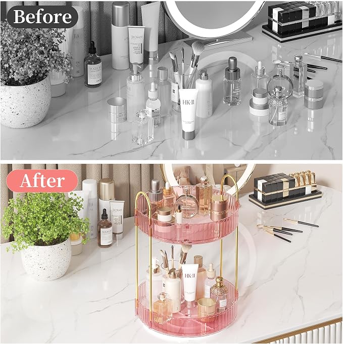 Rotating Makeup Organizer Countertop, Skincare Organizers, Spinning Perfume - Image 4