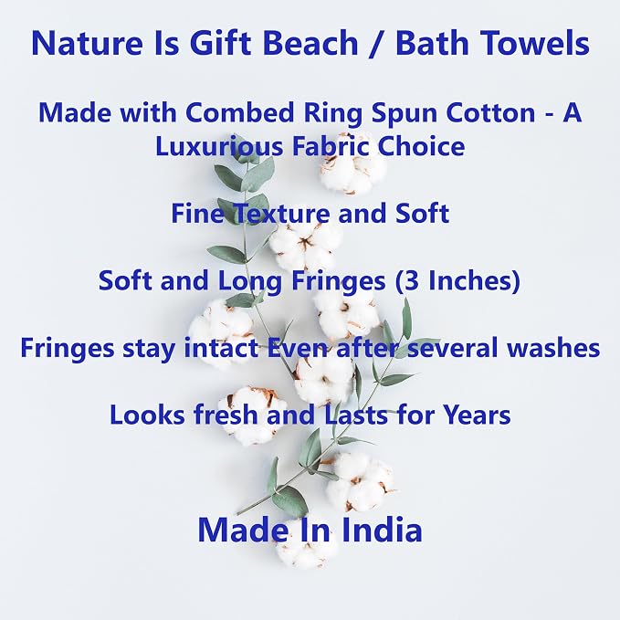 Beach Towel 100% Cotton Turkish Beach Towel Adult 38x70 Inch Pre-washed - Image 4