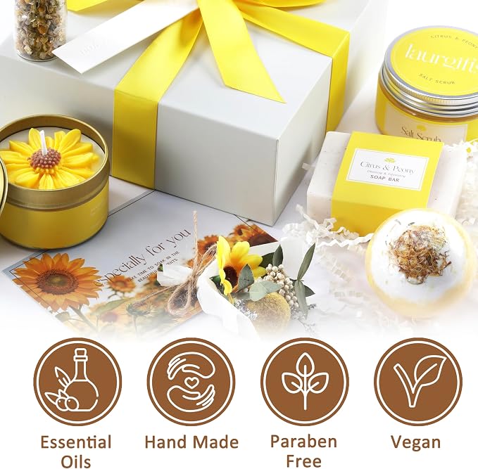 Birthday Gifts for Women – Yellow Sunshine Spa Gift Box, Luxury Bath & Self - Image 4
