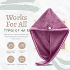 Microfiber Hair Towel Wrap, Hair Turban Towel Super Absorbent Twist Turban Dry - Image 3