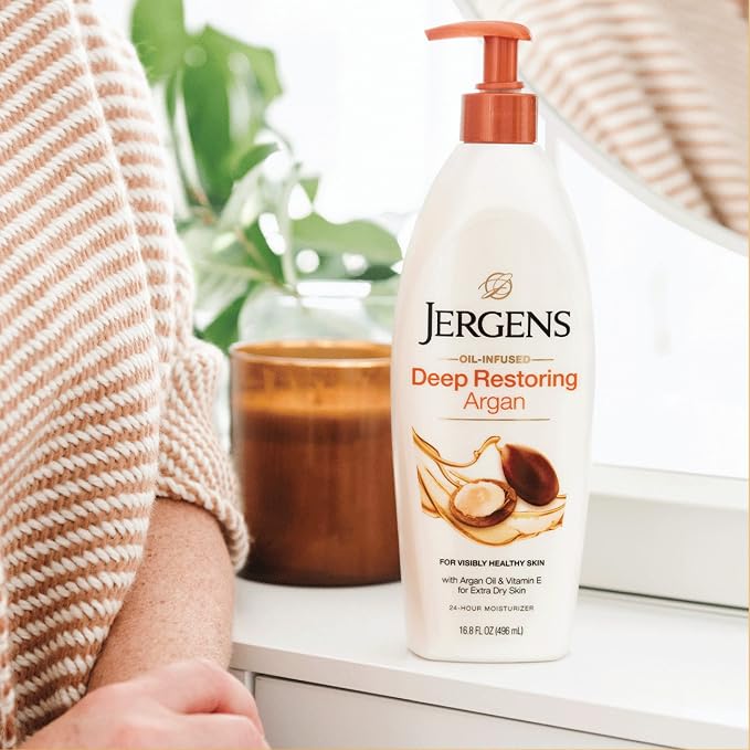 Jergens Deep Restoring Argan Oil Moisturizer, Soothing Body and Hand-Lotion - Image 9