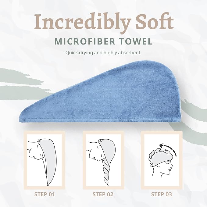Microfiber Hair Towel Wrap Super Absorbent Twist Turban Dry Hair Cap - Image 4