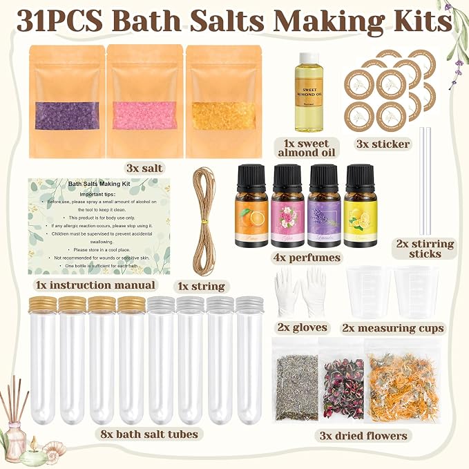 JUYRLE Bath Salts Making Kit- 31PCS DIY Bath Salts Making Kit, Make Your Own - Image 2