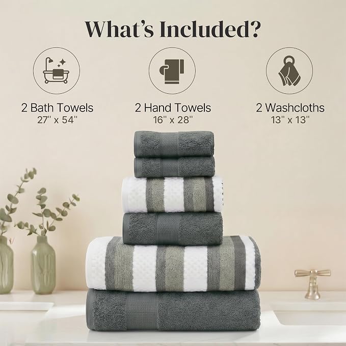 Modern Threads Pax 6-Piece Reversible Yarn Dyed Jacquard Towel Set - Image 3