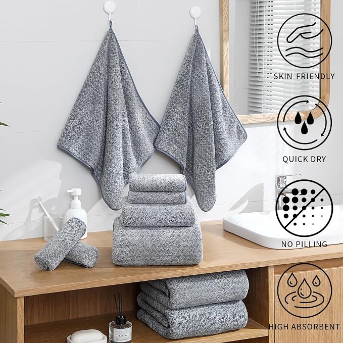 Ultra Soft Bath Towel Set, 12 Piece Family Bathroom Towels Set - Image 3