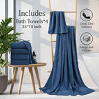 Hailea Navy Bath Towels Set 35x70 Inches - Image 6