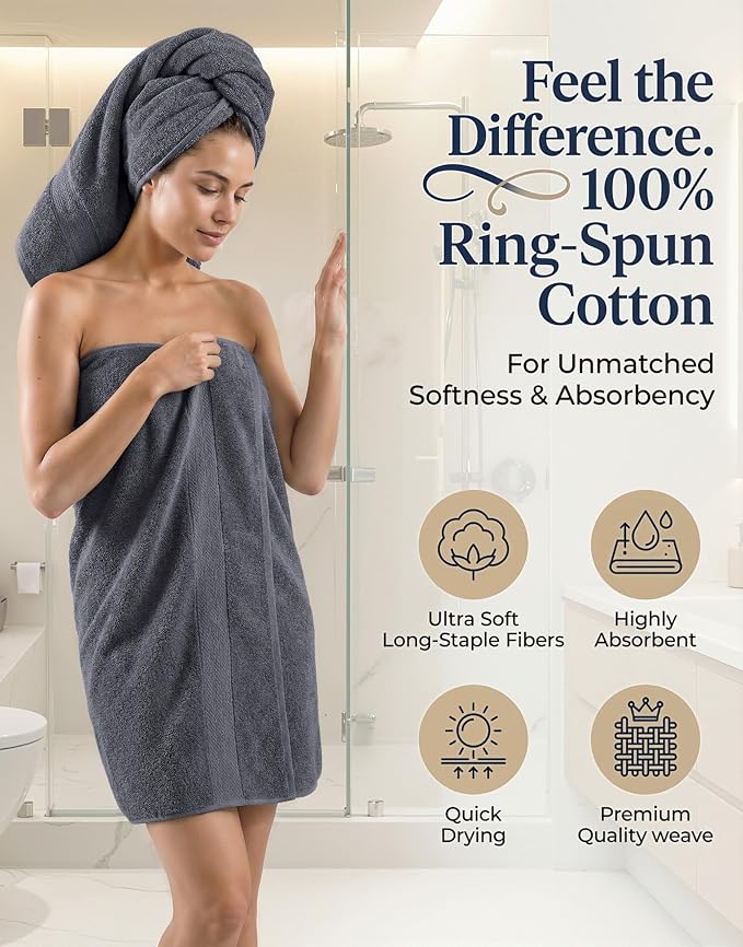 LANE LINEN 100% Cotton Bath Towels Set - Image 2