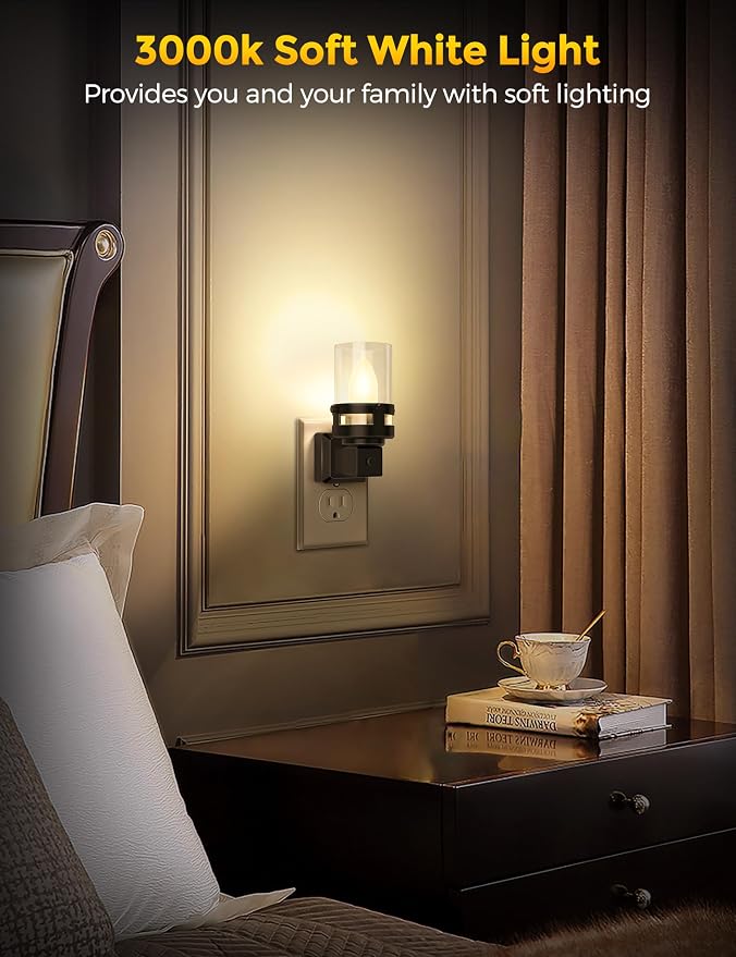 Briignite Candle Night Light Plug in, Vintage Night Lights Plug into Wall - Image 6
