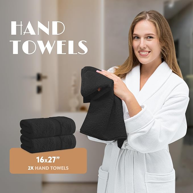 Black Bath Towel Set of 6 - Image 5