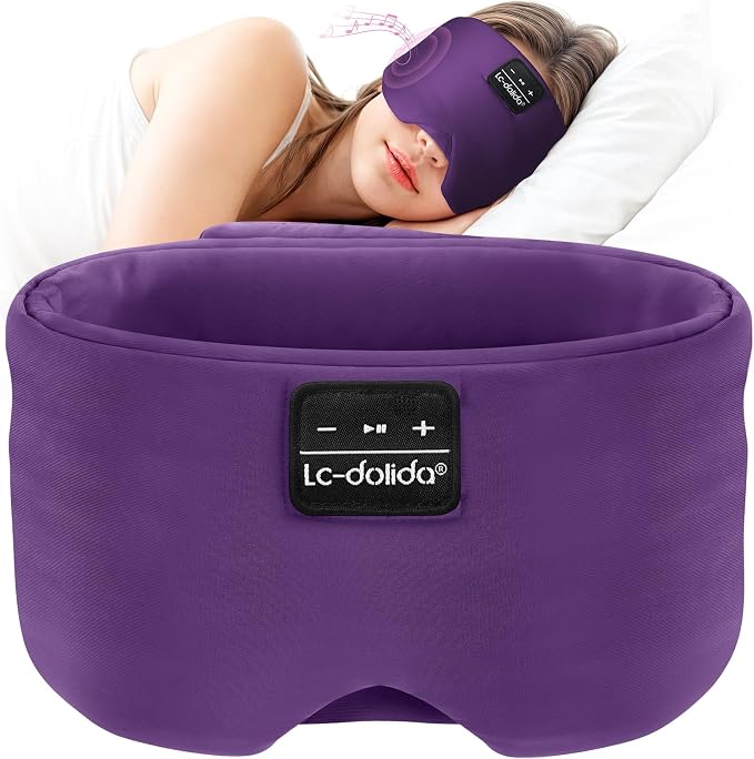 LC-dolida Sleep Mask with Bluetooth Headphones, Ice Silk Sleep Headphones with by LC-dolida