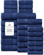 100% Cotton Bath Towel Set of 24-6 Bath Towels, 6 Hand Towels, 12 Wash Cloths by VillaCelestia