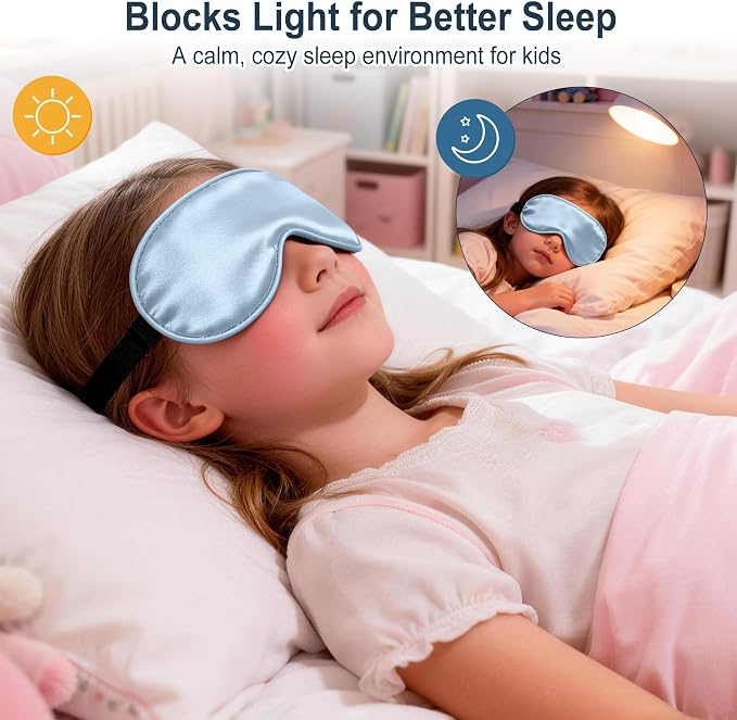 Kids Sleep Mask, Kids Eye Mask for Boys Girls, Kid Silk Eye Masks - Image 5