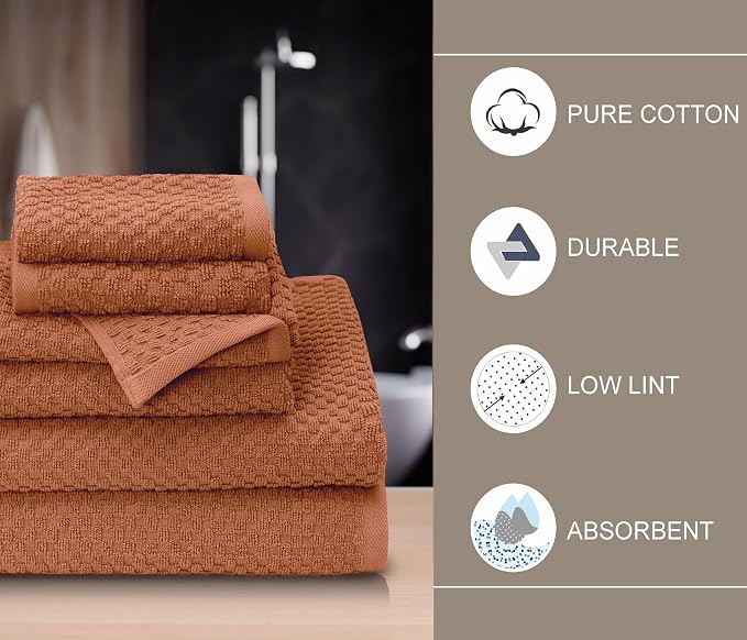 COTTON CRAFT Waffle 6 Piece Towel Set - Image 6