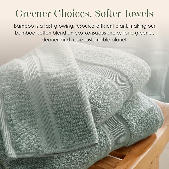 Springtree Home Luxury Bamboo Rayon Bath Towel Set of 4 | 35% Bamboo Rayon - Image 8