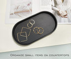 Black Small Tray, Oval Tray for Kitchen Counter, Bathtub Bathroom Vanity Items - Image 4