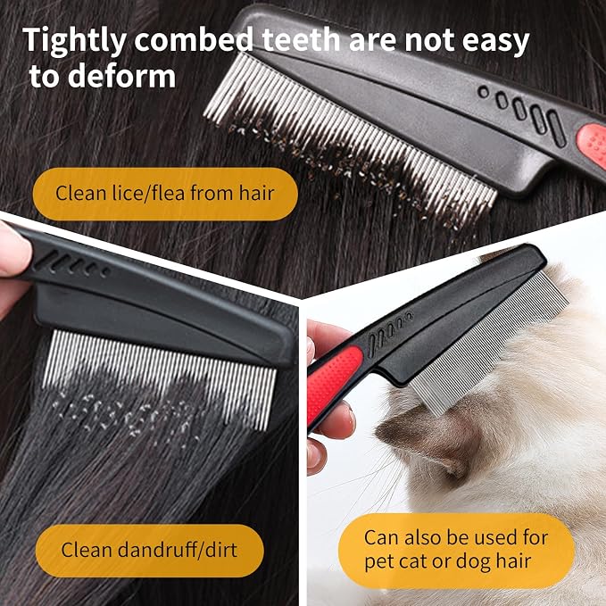 Dandruff Comb Wide Tooth, Stainless Steel Fine Tooth Lice/Psoriasis Scalp Detox - Image 4