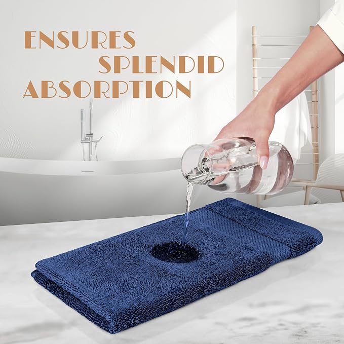 White Classic Navy Hand Towels for Bathroom Cotton Hand Towel Bulk for Gym - Image 5